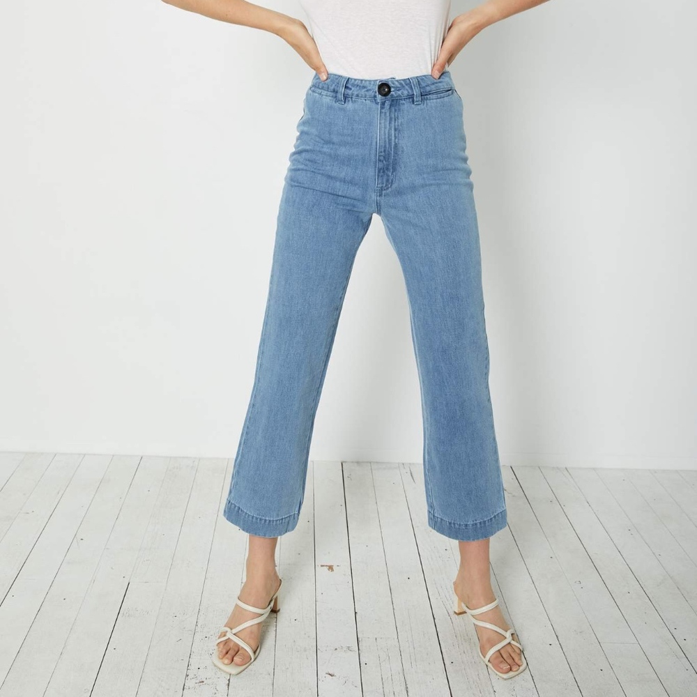 Rollas Slim Sailor Pant in Washed Denim